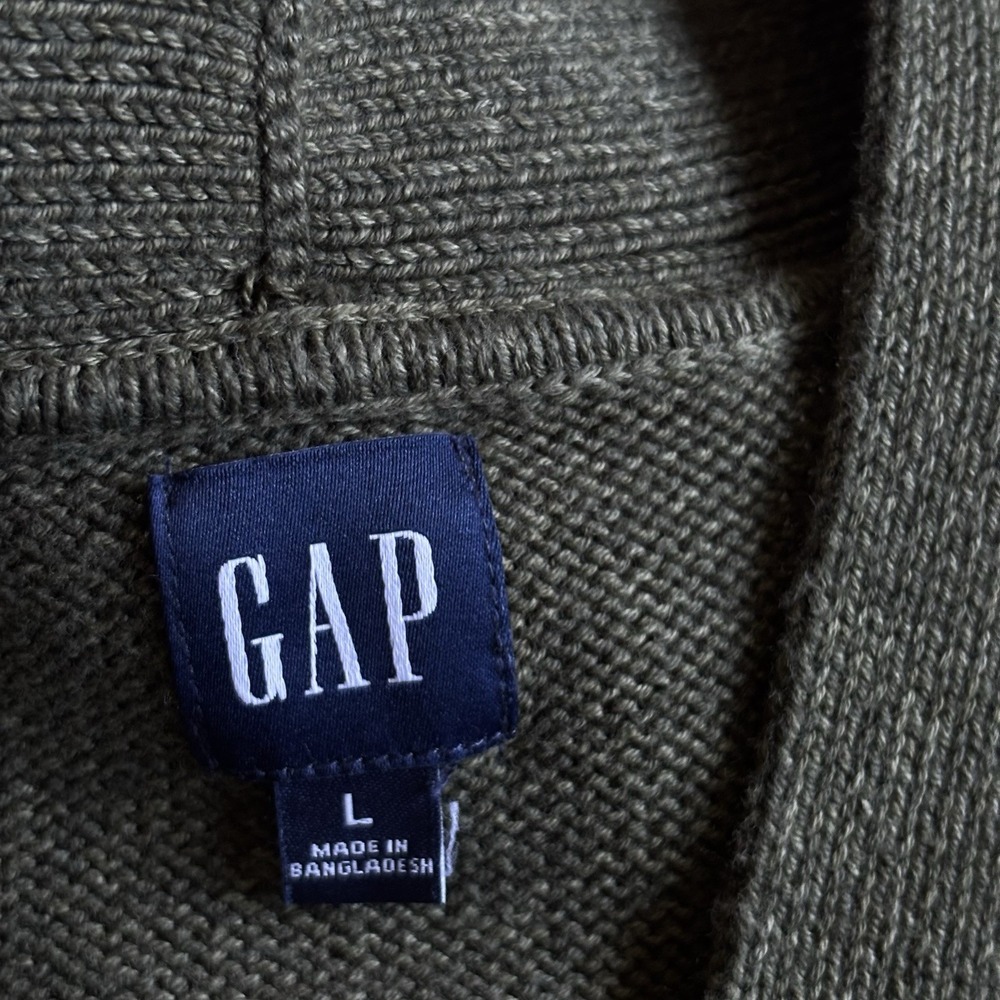Gap 24/7 Split Hem Cardigan Olive "Deep Depth" Green Women's L Grandpacore EUC - Picture 6 of 13